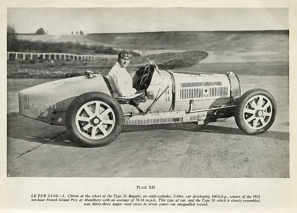 L Chiron at the wheel of the Type 51 Bugatti