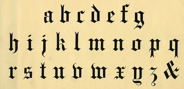 Ornamental church text alphabet, lower case A-Z