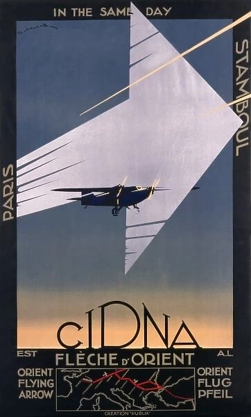 Poster advertising Cidna flights to the Orient