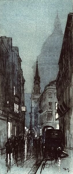 St Pauls from Watling Street, London, 1926