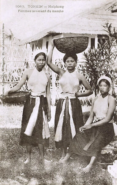 Three Women returning from Market - Hai Phong, Vietnam