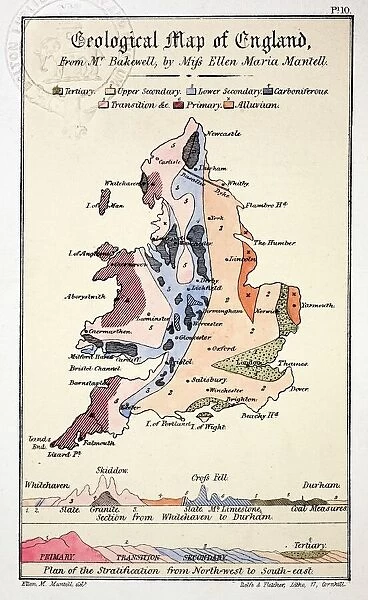 1838 Geological Map of England by Mantell