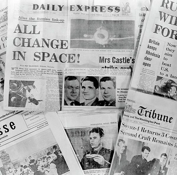 Soyuz docking mission, news reports, 1969