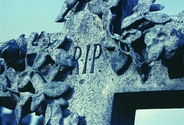 Tombstone, bearing the inscription ' Rest in Peace' (R.I.P.)