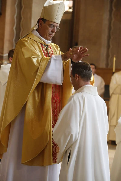 Bishop Michel Aupetit conducting deacon ordination in Sainte Genevieves cathedral