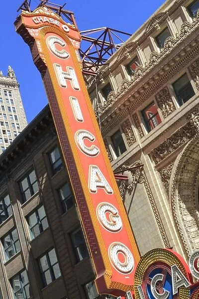 The Chicago Theater sign has become an iconic symbol of the city, Chicago, Illinois, United States of America, North America