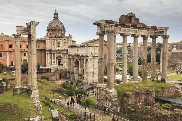 Roman Forum ruins, elevated view from Campidoglio, Historic Centre, Rome, UNESCO