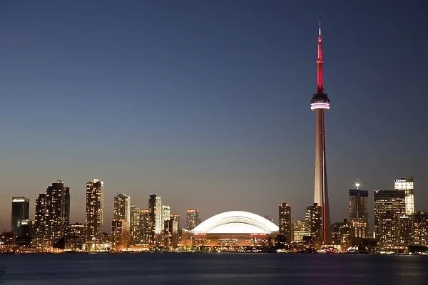 Skyline of city with CN Tower and Rogers Centre, previously The Skydome
