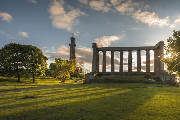 National Monument of Scotland and Nelson Monument on Carlton Hill, Edinburgh