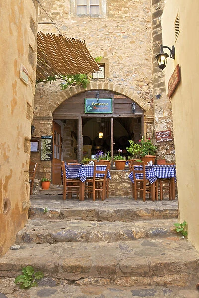 Restaurant, Monemvasia, Laconia, The Peloponnese, Greece, Southern Europe