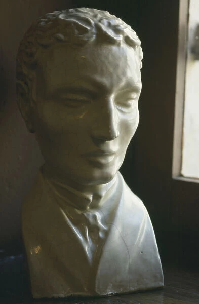 20025337. HANDICAP Eyes Close up of bust of Louis Braille lit by nearby window