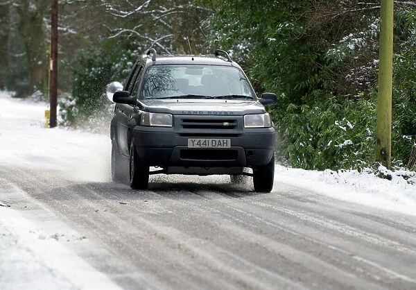 2001 Land Rover Freelander driving on icy road
