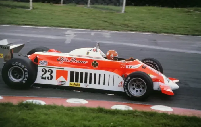 Framed Print : Alfa Romeo Tipo 179, Bruno Giacomelli 1980 British GP. Chassis 03