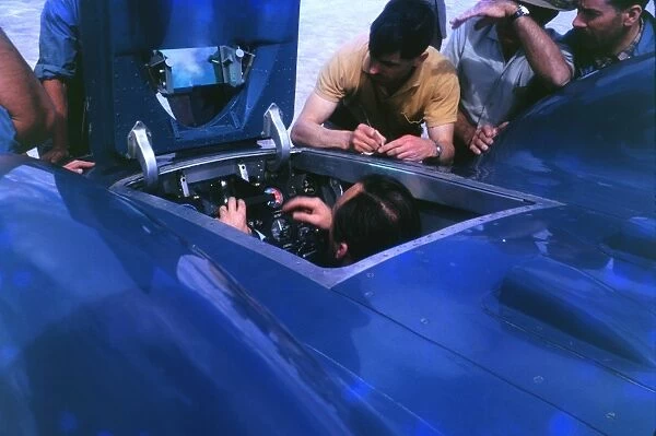 Campbell in cockpit of Bluebird Ken Norris