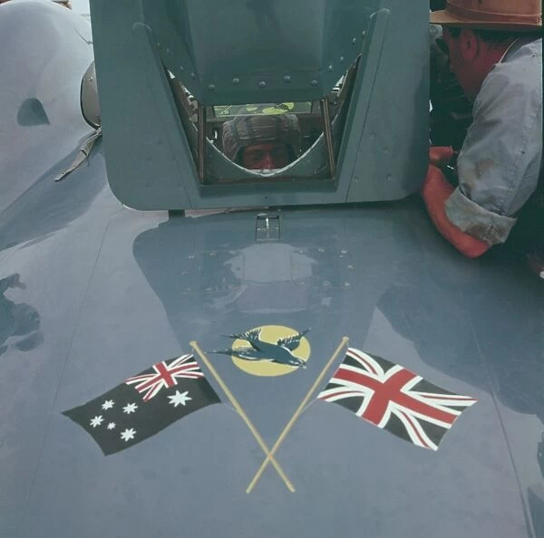 Donald Campbell prepares for a run in Bluebird at Lake Eyre 1963