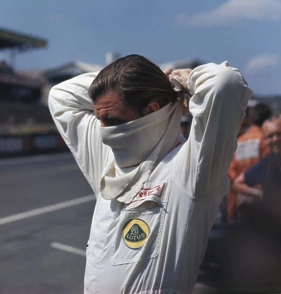Graham Hill prepares for the 1967 French Grand Prix