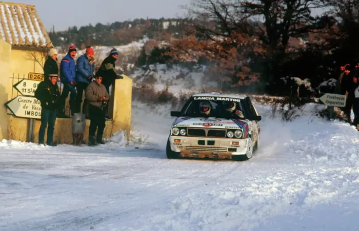 Framed Print : Juha Kankkunen in Lancia Delta HF during 1987 Monte Carlo Rally