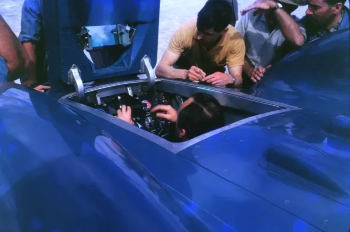 Framed Print : Sir Donald Campbell in cockpit of Bluebird with Ken Norris