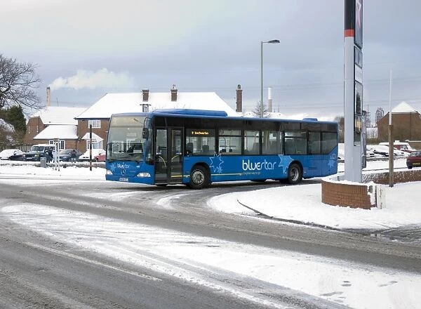 Solent Blue line Bus in snowy weather conditions