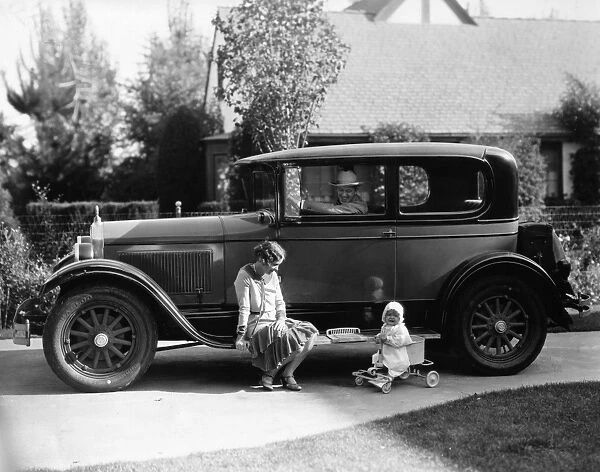 Stan Laurel at the wheel of 1927 Hupmobile