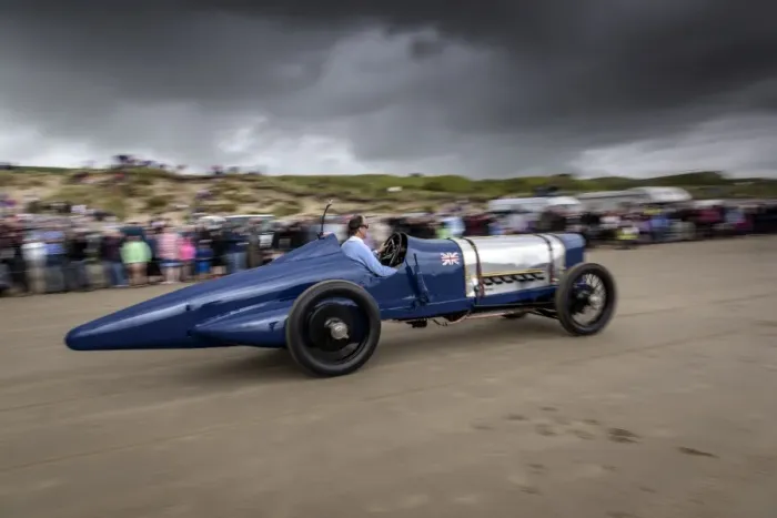 Framed Print : Sunbeam 350 hp driven by Don Wales at Pendine Sands 2015