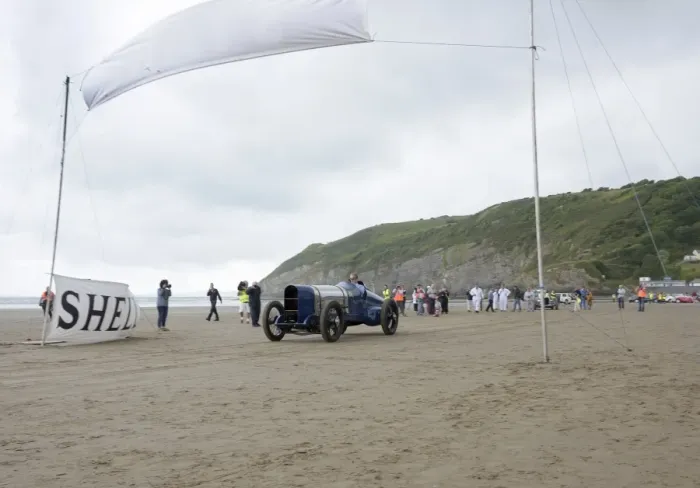 Framed Print : Sunbeam 350 hp driven by Don Wales at Pendine Sands 2015
