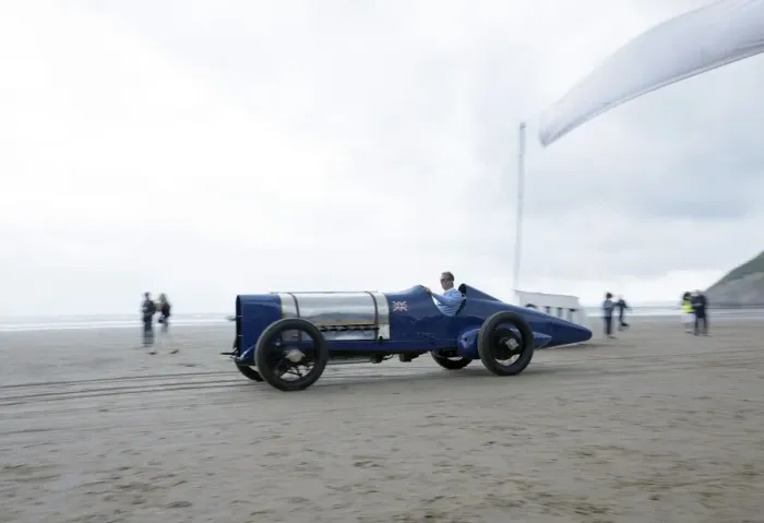 Framed Print : Sunbeam 350 hp driven by Don Wales at Pendine Sands 2015