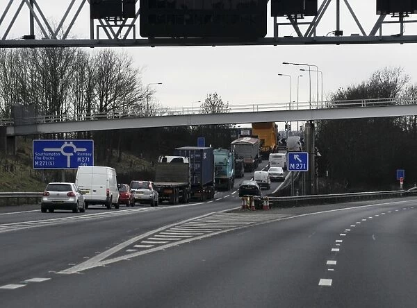 Traffic on M27 Motorway junction slip road
