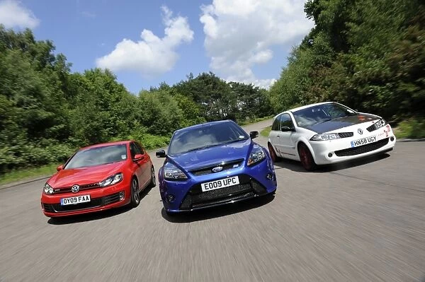 VW Golf GTi Renault Megane and Ford Focus RS