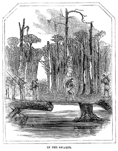 CIVIL WAR: SWAMP, 1863. Union Army troops exploring a swamp near Vicksburg, Mississippi