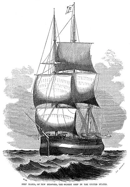 MERCHANT SHIP, 1854. The Santa Maria, of New Bedford, Massachusetts, in 1854 the oldest ship in the United States. Contemporary Wood engraving