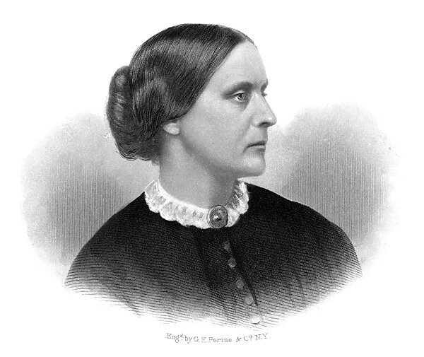 SUSAN B. ANTHONY (1820-1906). American woman-suffrage advocate. Line and mezzotint engraving, 19th century