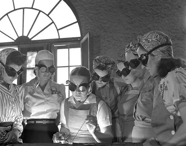 VOCATIONAL SCHOOL, 1942. Women learning aircraft construction in Florida as part