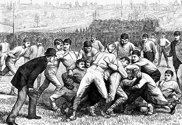 YALE vs. PRINCETON, 1879. Ivy League football game, 27 November 1879. Wood engraving, from a contemporary American newspaper