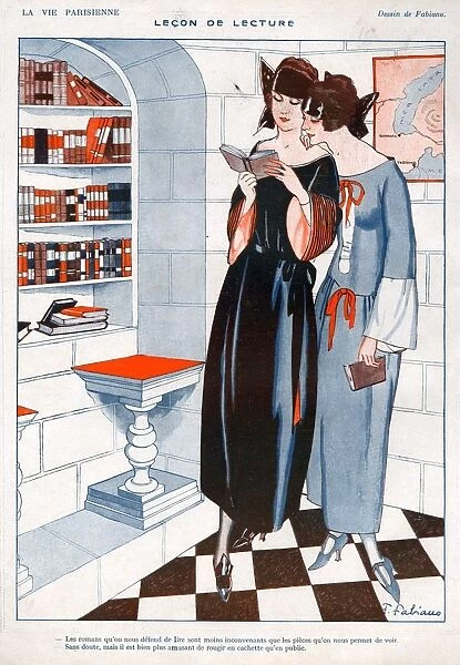La Vie Parisienne 1922 1920s France F Fabiano illustrations reading books book shops