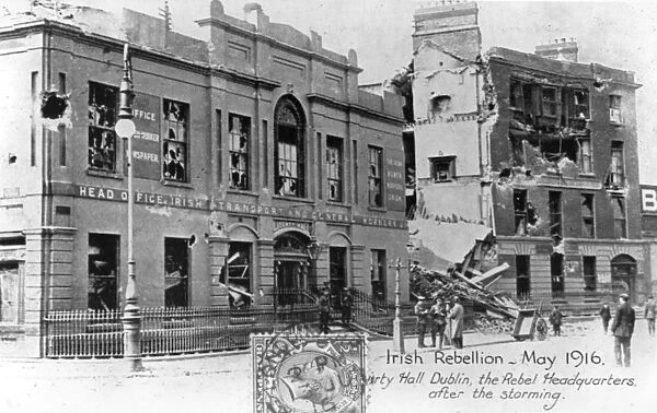 Anti-English Irish uprising, Dublin, May 1916: Ruins of the Rebel Headquarters after
