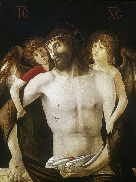 Christ between Two Angels : the crucified Christ supported by two angels