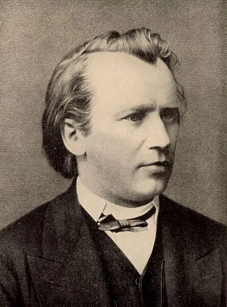 Johannes Brahms (1833-1897) German composer, in 1875. From a photograph. Legend