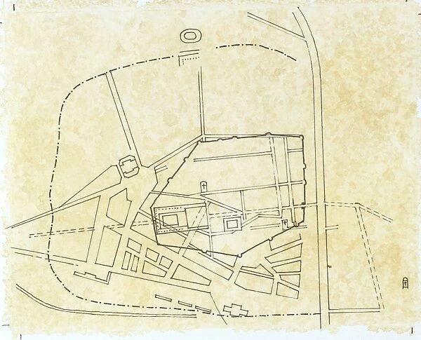 Plan of Narbo Martius in the Roman province of Gallia Transalpina (now Narbonne), drawing