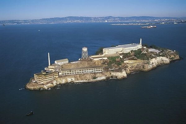 USA, California, San Francisco Bay, Aerial view of Alcatraz Island