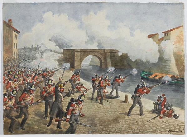 The 27th Inniskilling Regiment at Toulouse, 10 April 1814, circa 1900 (w  /  c)