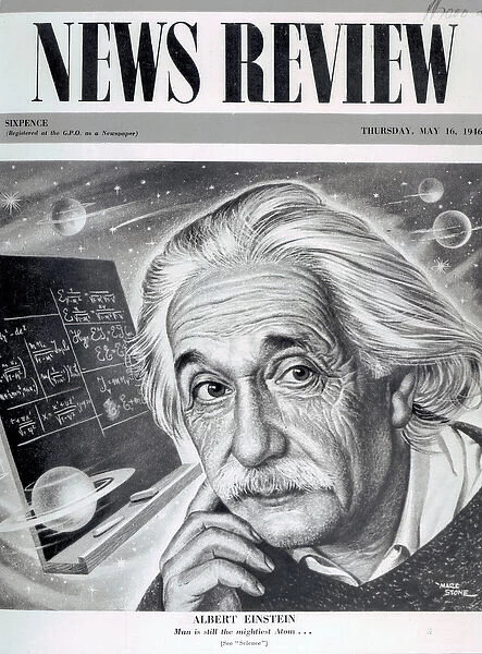 Albert Einstein on the cover of News Review, 16th May 1946 (print)