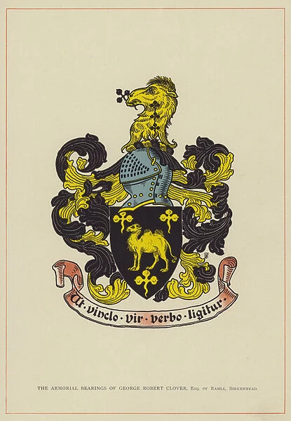 The Armorial Bearings of George Robert Clover, Esquire of Ramle, Birkenhead (colour litho)