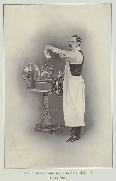 Bacon, bread and meat slicing machine (litho)