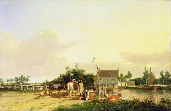 Buckenham Ferry on the River Yare, Norfolk, 1826 (oil on panel)
