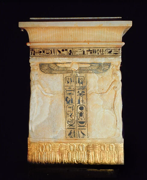 Canopic chest, from the tomb of Tutankhamun (c. 1370-1352 BC) New Kingdom (alabaster)