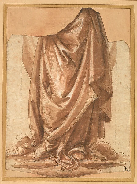 Drapery study, before 1524 (black chalk, pen and brown ink, brown and pink wash