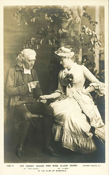 English theatre actors, Sir Henry Irving and Ellen Terry in The Vicar of Wakefield (b  /  w photo)