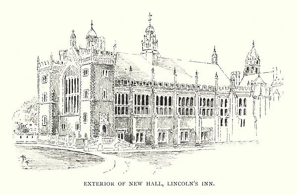 Exterior of New Hall, Lincolns Inn (litho)