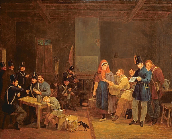 Guardroom of the Urban Guard of Brussels, 1830 (oil on painting)